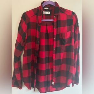 Hollister red and black boyfriend fit flannel